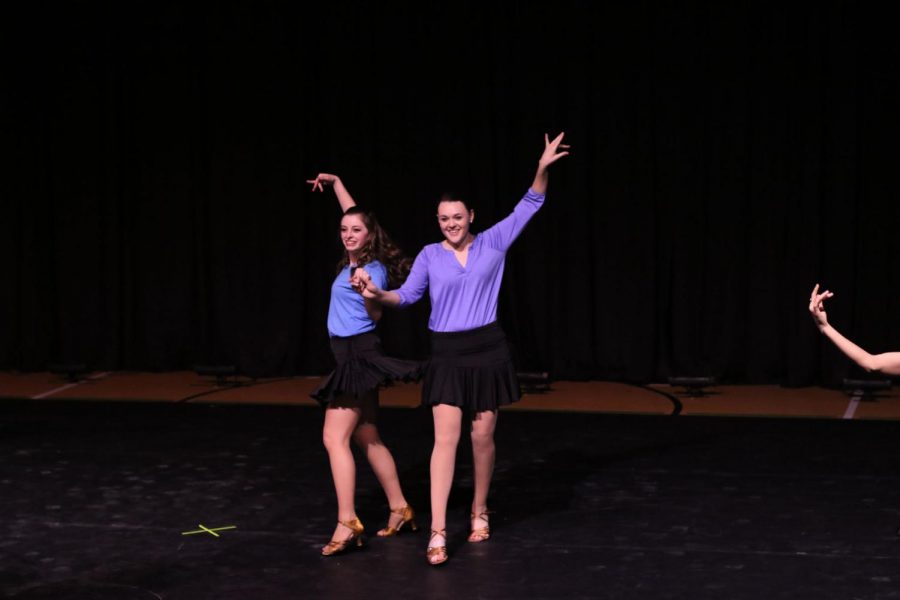 Abby Camire (left) and Emily Kiehl (right) dance in Fresh Eyes.