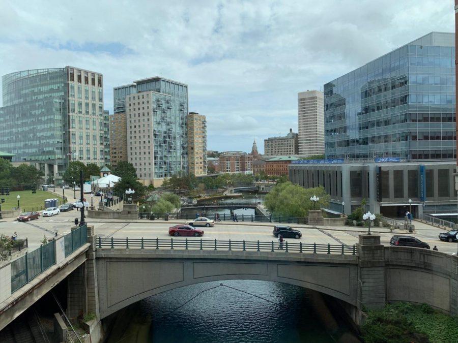 A view of the Providence skyline from Providence Place Mall.