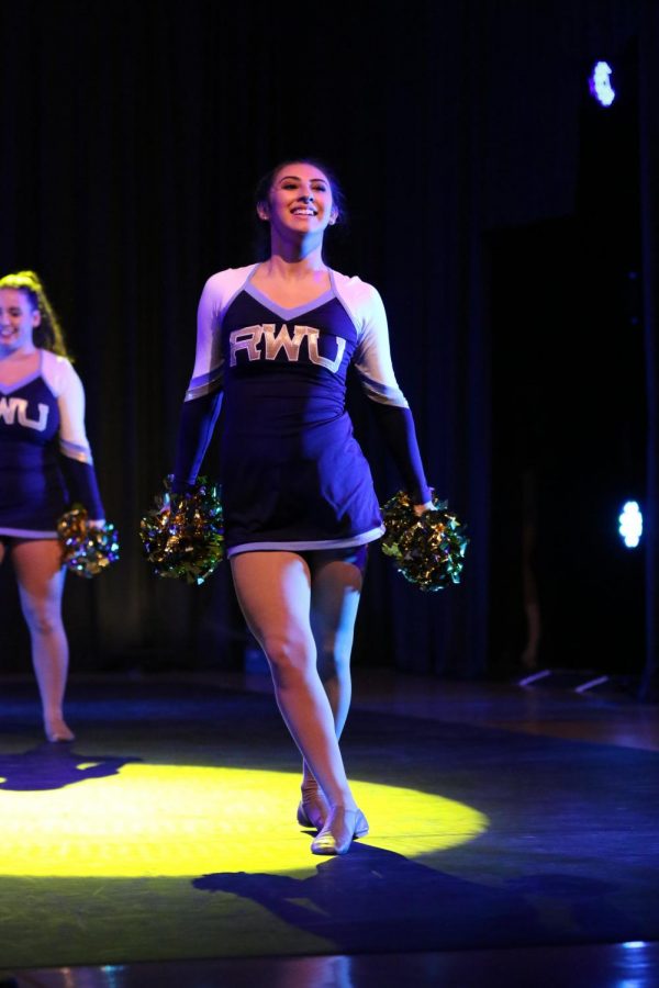 Senior Natalia Villareal is currently President of the Hawkettes Dance Team at Roger Williams University. She is pictured performing in a show in 2018.