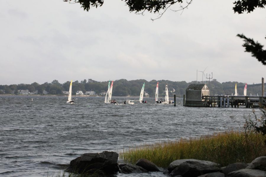 The sailing team practicing on September 15, 2021. The team started in tenth place during the pre-season but are now in sixth place.