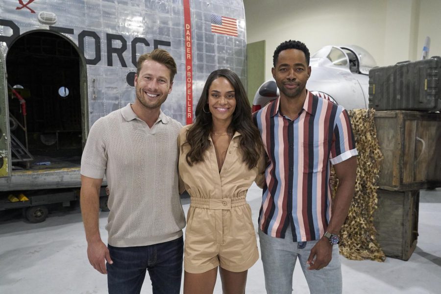 Michelle Young is the newest bachelorette with the season starting on Oct. 19 on ABC. Young is pictured with Glenn Powell and Jay Ellis.