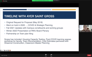 John Amitrano discusses the Timeline with Ayer Saint Gross at the Virtual Town Hall