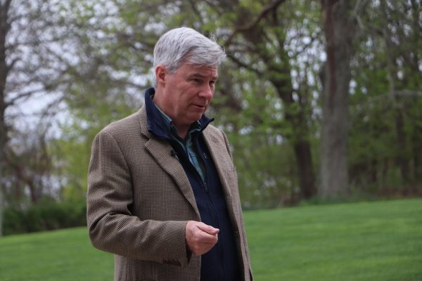 Senator Sheldon Whitehouse at Roger Williams University last spring for the Society of Professional Journalists Conference.