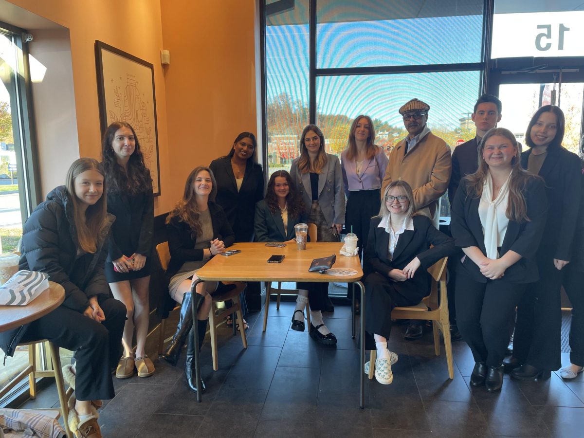 Mock Trial team You Need to Calm Down getting coffee before their
competition this weekend.