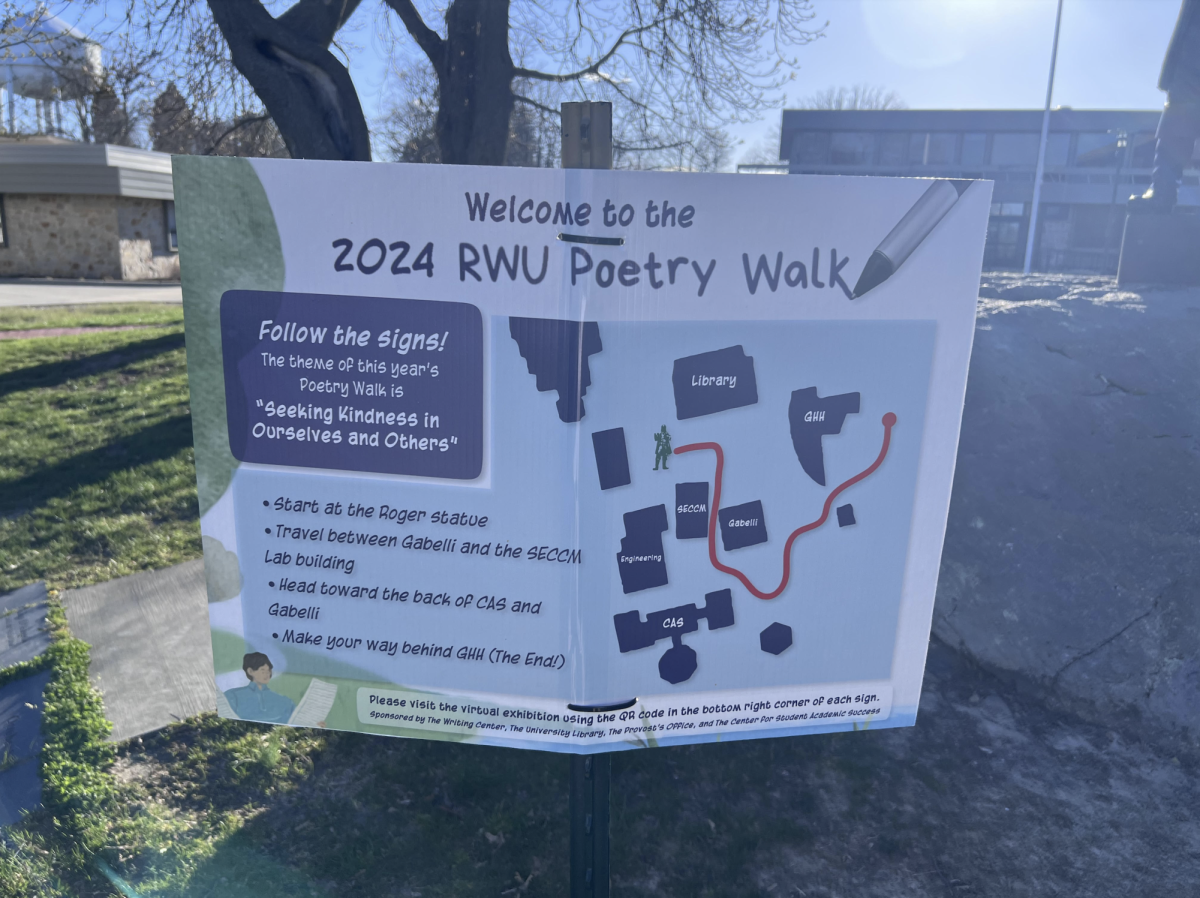 The+map+for+the+2024+RWU+Poetry+Walk+outside+of+the+library.