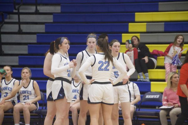 RWU Women's basketball team at a game on Feb. 14, 2024 against Wentworth Institute of Technology. 