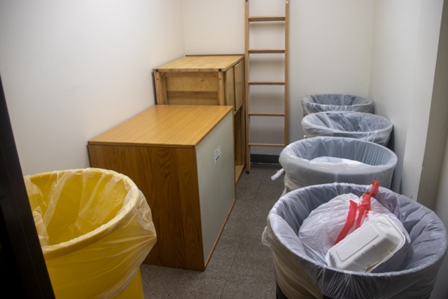 Trash room in Stonewall Residence Hall 