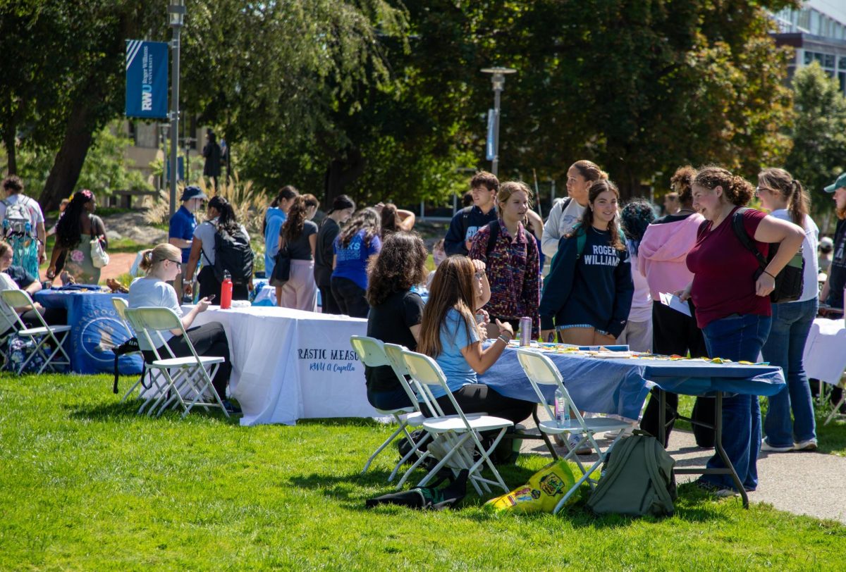 A variety of club tables at the involvement fair recruiting prospective members.