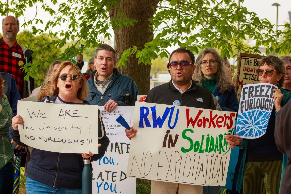 Faculty and Staff Rally Against Furlough outside Board of Trustees Meeting
